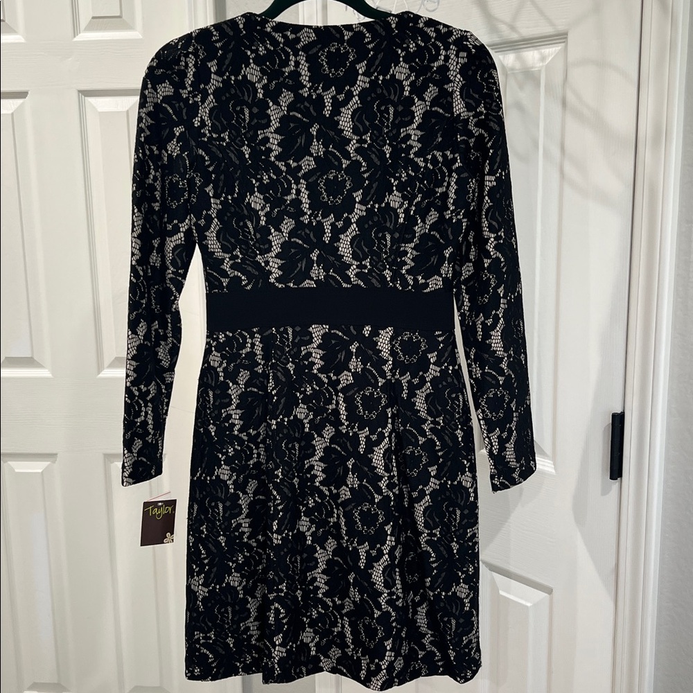 Taylor lace mini-dress - NWT - black lace overlay.  Size 2 - Picture 8 of 11